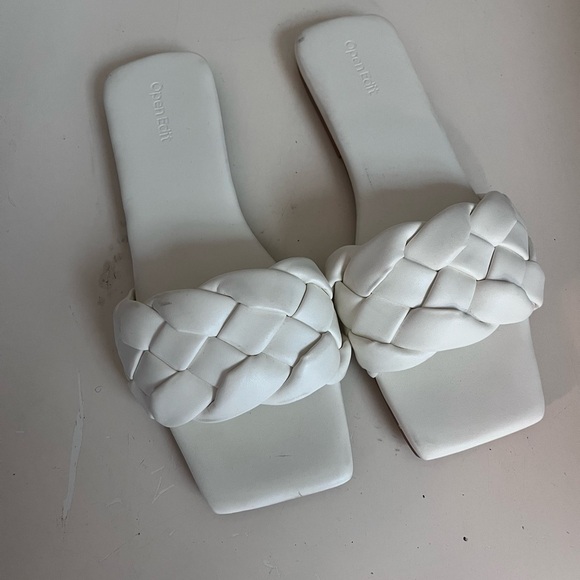 Open Edit White Braided Sandals - Picture 3 of 6